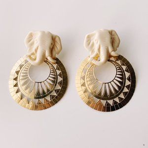 Vintage cut out detail elephant earrings